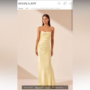 Shona Joy La Lune Lace Back Maxi Dress - Lemon size 6
